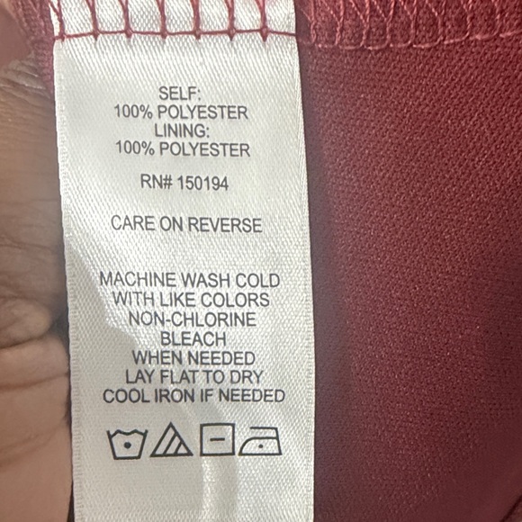 living doll Burgundy and Cream Floral Long Sleeve Tie-Neck Dress - Picture 6 of 6